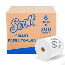 Papel Toalha Rolo Scott Smart F/Simples 200m 6 Unidades