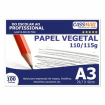 Papel Vegetal A3 297x420mm 110/115 g/m² Translúcido 100 Fls Papel Vegetal A3 297x420mm 110/115 g/m² Translúcido 100 Fls