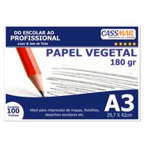 Papel Vegetal A3 297x420mm 180 g/m² Translúcido 100 Fls Papel Vegetal A3 297x420mm 180 g/m² Translúcido 100 Fls