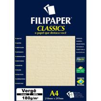 Papel Vergê 180g A4 Creme com 50 Folhas - Filiperson Papel Vergê 180g A4 Creme com 50 Folhas - Filiperson