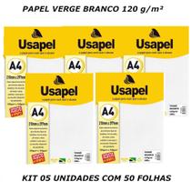 Papel verge a4 branco 120g 50 folhas usapel - kit 05 pacotes