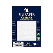 Papel Vergê A4 Filipaper Classics 180g 50 Folhas Branco