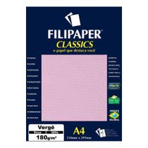 Papel Vergê A4 Filipaper Classics 180g 50 Folhas Rosa - FILIPERSON