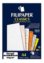Papel Vergê Branco A4 210x297mm 90g/m² Filipaper 100 Folhas