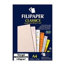 Papel Vergê Salmão A4 210x297mm 180g/m² Filipaper 50 Folhas