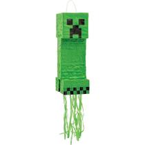 Papelão verde e papel crepom Pinata Minecraft 3D 21cm Papelão verde e papel crepom Pinata Minecraft 3D 21cm