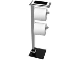 Papeleira de Chão 2 Hastes com Suporte para Celular Premium Pr4077 Base Vidro Ducon Metais Papeleira de Chão 2 Hastes com Suporte para Celular Premium Pr4077 Base Vidro Ducon Metais