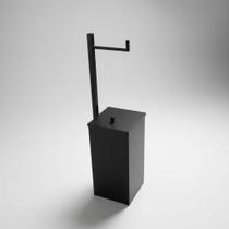 Papeleira de piso com lixeira acoplada Black Matte Linha Quadrada Papeleira de piso com lixeira acoplada Black Matte Linha Quadrada