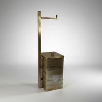 Papeleira de piso com lixeira acoplada Ouro Velho Linha Quadrada Papeleira de piso com lixeira acoplada Ouro Velho Linha Quadrada