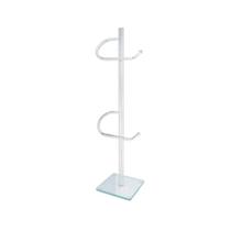 Papeleira Dupla De Chao Aluminio 8011 C/ Base De Vidro Quadrado - Pevilon