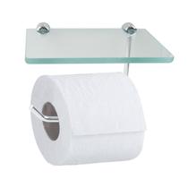 Papeleira Porta Papel Higiênico Com Prateleira Vidro Para Celular ou Decoração - Banheiro Cód. 7810 Papeleira Porta Papel Higiênico Com Prateleira Vidro Para Celular ou Decoração - Banheiro Cód. 7810