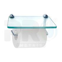 Papeleira Porta Papel Higiênico Com Prateleira Vidro Para Celular ou Decoração - Banheiro