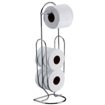 Papeleira porta papel higiênico suporte de chão para banheiro lavabo cromado em aço aramado 3 rolos