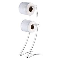 Papeleira porta rolo papel higiênico suporte de chão duplo em aço cromado para banheiro lavabo