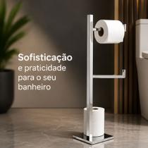 Papeleira Quadrada De Chão Com Reserva Inox Kazalinda