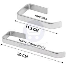 Papeleira Quadrada + Porta Toalha de Rosto Quadrado- Alumínio Polido