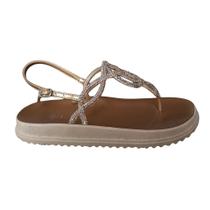 Papete Abotoar Sandalinha LoLa Chic Confort Brilhos Dourada BK55