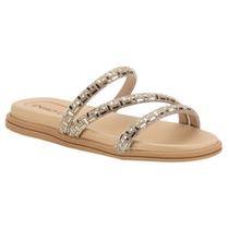 Papete Beira Rio Casual Tiras Com Strass Feminina Nude Papete Beira Rio Casual Tiras Com Strass Feminina Nude