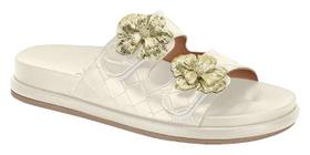 Papete Chinelo Slide Detalhe Flor Tramado Flatform