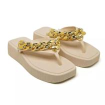 Papete Corrente Luxo Confortável Chinelo Blogueiras Feminina na Moda