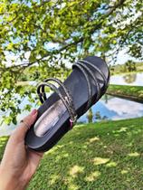 Papete feminina adulta com strass de brilho tira de gliter com stress bico redondo duas forma de usar sandalha