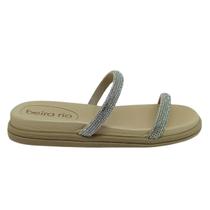 Papete Feminina Beira Rio Creme Tiras Pedraria Strass Conforto