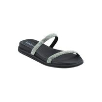 Papete Feminina Beira Rio Preto Tiras Pedraria Strass Conforto