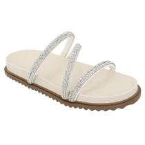 Papete Feminina Blair Off White Com Tiras Strass