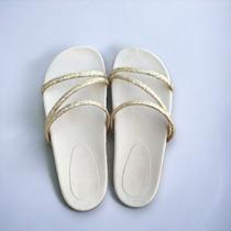 Papete Feminina Com Glitter Tiras Brilhantes Slide Conforto Papete Feminina Com Glitter Tiras Brilhantes Slide Conforto