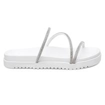 Papete Feminina Macia Chinelo Tiras em Strass Delicada Confortavél Estilosa Para Passeio