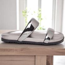 Papete Feminina Metalizada Flatform Moderna Estilo Blogueira Confortável Papete Feminina Metalizada Flatform Moderna Estilo Blogueira Confortável