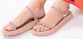 Papete feminina nude com strass e brilho Papete feminina nude com strass e brilho