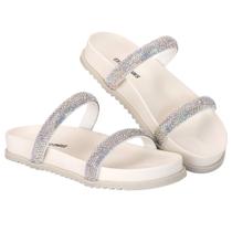 Papete Feminina Sandalia Chinelo 2 Tiras Off White Estilo Shoes