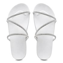 Papete Feminina Sandália com Strass Brilho 3 Tiras Plataforma Confortável Papete Feminina Sandália com Strass Brilho 3 Tiras Plataforma Confortável