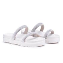 Papete Feminina Sandália Strass Flatform Confortável