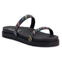 Papete Feminina Sandália Tiras Coloridas Chinelo Flat Moda Verão Rasteirinha Confortável