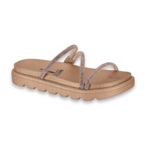 Papete Feminina Vizzano Tira Pronta Strass Ouro Rosado Ref: 6459.318