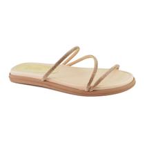 Papete Godiva Feminina Minimalista Tiras Finas Brilhantes Ouro