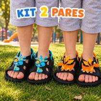 Papete Infantil Dinossauro e Girafa - Kit 2 Pares Sandália Menino Antiderrapante Macia Confortável L Papete Infantil Dinossauro e Girafa - Kit 2 Pares Sandália Menino Antiderrapante Macia Confortável L