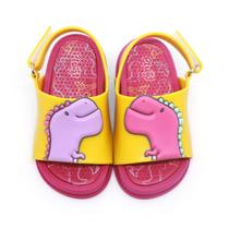 Papete Infantil Feminina Plugt Mini Bizz Dinossauro Sandália Leve e Confortável Rosa e Amarela Papete Infantil Feminina Plugt Mini Bizz Dinossauro Sandália Leve e Confortável Rosa e Amarela