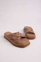 Papete Littz Com Tiras Cruzadas E Tachas Esféricas Rose Papete Littz Com Tiras Cruzadas E Tachas Esféricas Rose