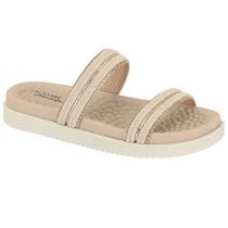 Papete Modare Feminina Tiras Strass Creme Dourado