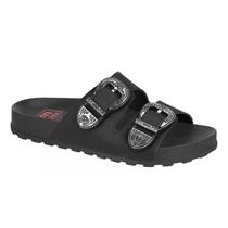 Papete Moleca Casual Duas Tiras Fivela Feminina Preta