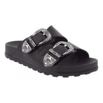 Papete Moleca Duas Tiras Fivela Feminina Preto -