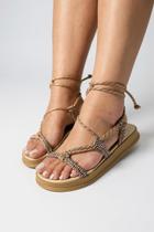Papete Moleca Tira De Amarração Flat Multi Nude Papete Moleca Tira De Amarração Flat Multi Nude