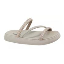 Papete Moleca Três Tiras Strass Feminina Branco Off Papete Moleca Três Tiras Strass Feminina Branco Off