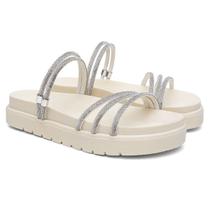 Papete Plataforma Feminina 3 Tiras Com Detalhes Em Brilho Papete Plataforma Feminina 3 Tiras Com Detalhes Em Brilho