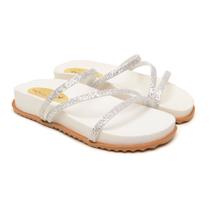 Papete Rasteirinha Sandalia Branca Slide Adulto Menina Moda Blogueira Verao estilosa