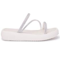 Papete Sandália Confortável off White Feminina Verão Brilho Papete Sandália Confortável off White Feminina Verão Brilho