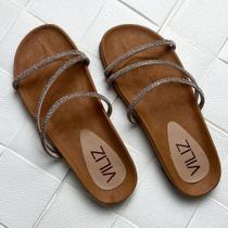 Papete Sandália Feminina Brilho Chinelo Rasteirinha Confortável